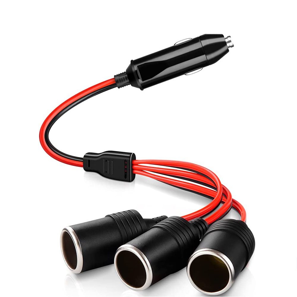 1 a 3 isqueiro do carro 3 vias soquete divisor 12v 24v adaptador de carregador de energia fêmea tomada cabo de extensão