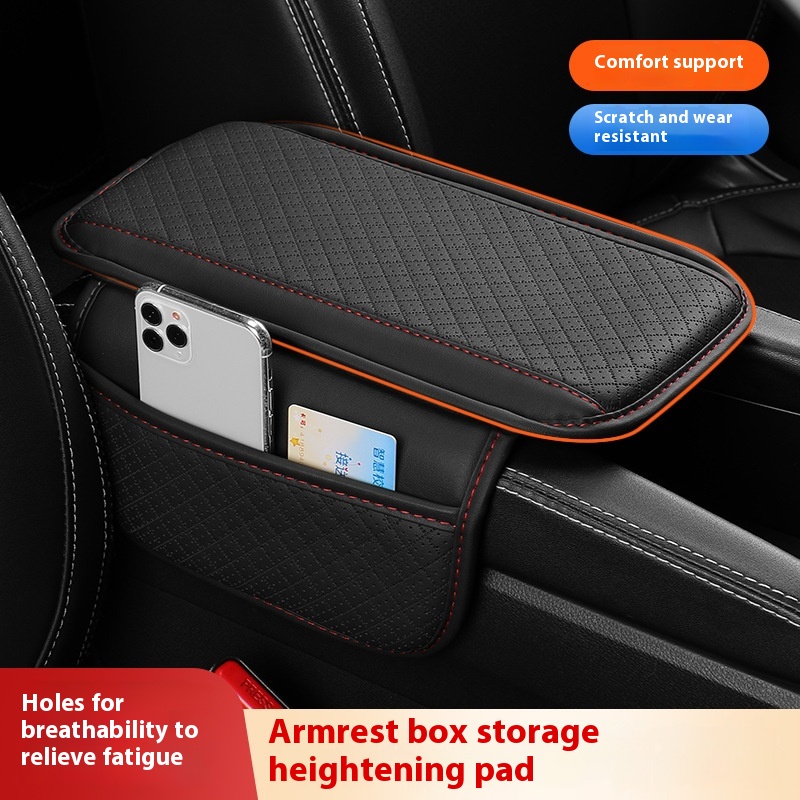 Lederen auto-armsteun Box Pad Memory Foam Armsteun middenconsole beschermhoes met opbergvak Elleboogsteunkussen