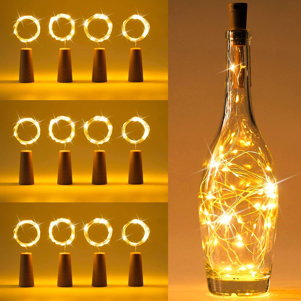 2M 20 Luces LED para botellas Luces de hadas Luces de estado de ánimo de corcho Luz nocturna para botellas de vino para fiesta, jardín, Navidad, decoración de bodas