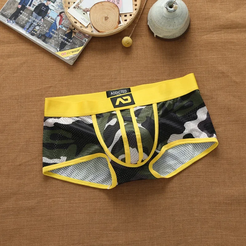 Männer nylon mesh atmungs kühlen Camouflage unterwäsche addicted jugend boxer briefs