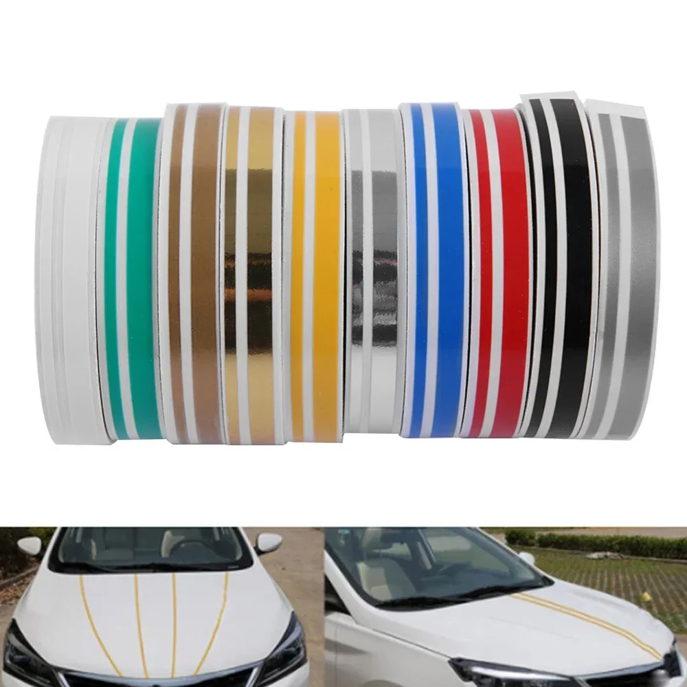 1 rollo de Pin de rayas Multicolor, cinta de doble línea Steamline, calcomanía para carrocería de coche, pegatina de vinilo, herramientas de estilismo para decoración de coche