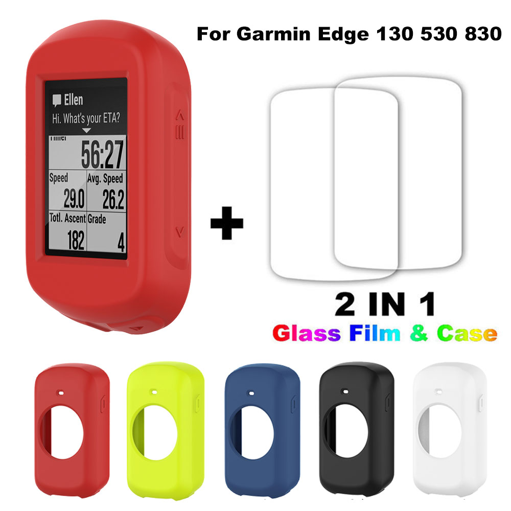 Para Garmin Edge 130 530 830 Plus silicona Gps bicicleta ordenador protección de pantalla Cyclocomputer funda protectora película de vidrio