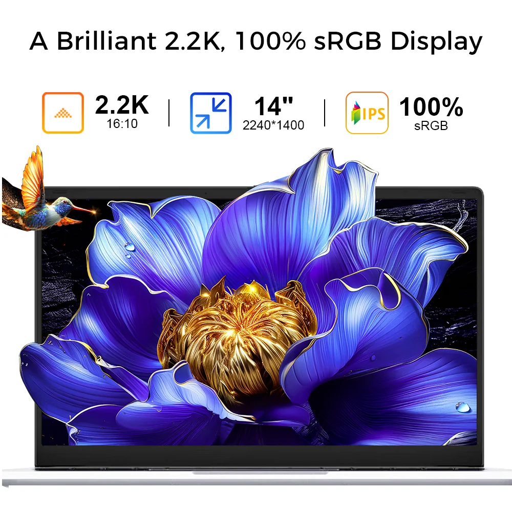 Ninkear S14 Ultra-draagbare laptop met 1 kg gewicht AMD Ryzen 5 7535HS 14 inch 2,2K Windows 11 16 GB LPDDR5 1 TB SSD Computer Type-C