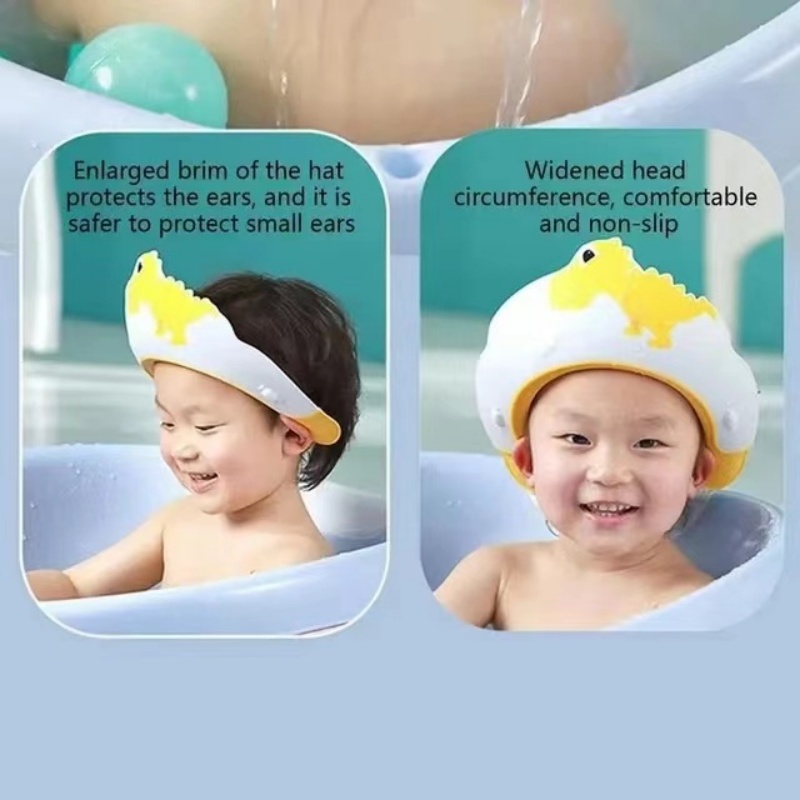 Tamanho ajustável crianças shampoo boné coroa touca de chuveiro do bebê dos desenhos animados viseira de banho infantil protetor de cabelo proteção de ouvido à prova dwaterproof água