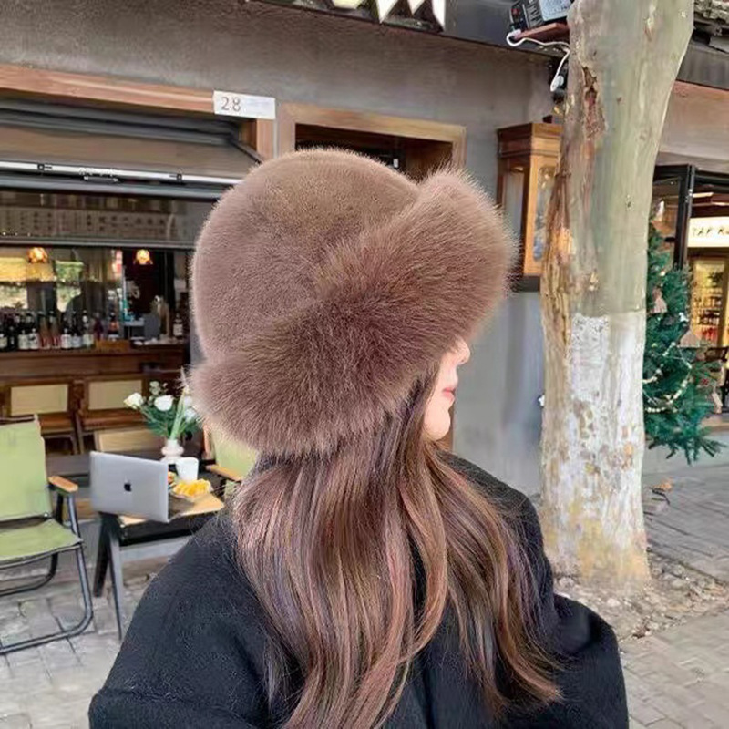 New Plush Mongolian Hat Imitating Mink Fur, Thickened and Warm Basin Hat, Windproof and Cold Proof in Autumn and Winter