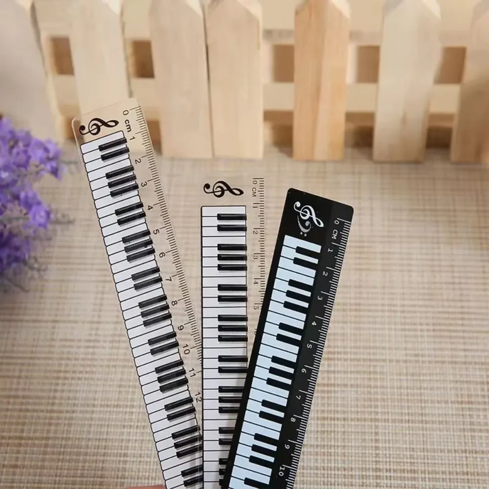 Cancelleria per ufficio Musica Righelli dritti Gatto creativo Nota musicale Pianoforte Righello trasparente Segnalibri Fornitura di scala di misurazione