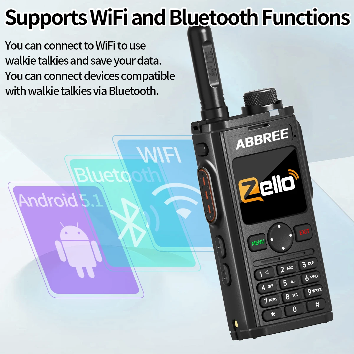 ABBREE GP-298 POC Netzwerk Walkie Talkie Global POC Radio Unbegrenzte Entfernung Zello 4G SIM Karte Android Bluetooth WIFI Radio