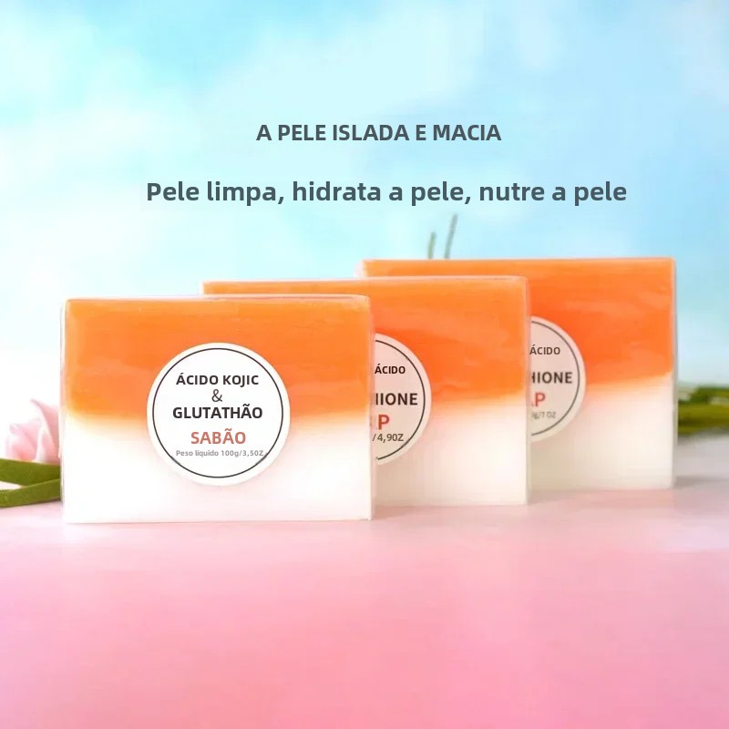 Sabonete clareador de pele com ácido kójico, 100g, com glutationa, sabonete clareador artesanal para rosto, 3 opções de cores disponíveis