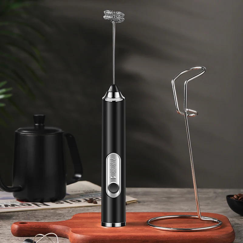 Handheld Double Stick Wireless Whisk Custard Foamer Mini แบบพกพาเครื่องปั่นกาแฟนมสามควบคุมความเร็วไข่สีขาววิปปิ้ง USB