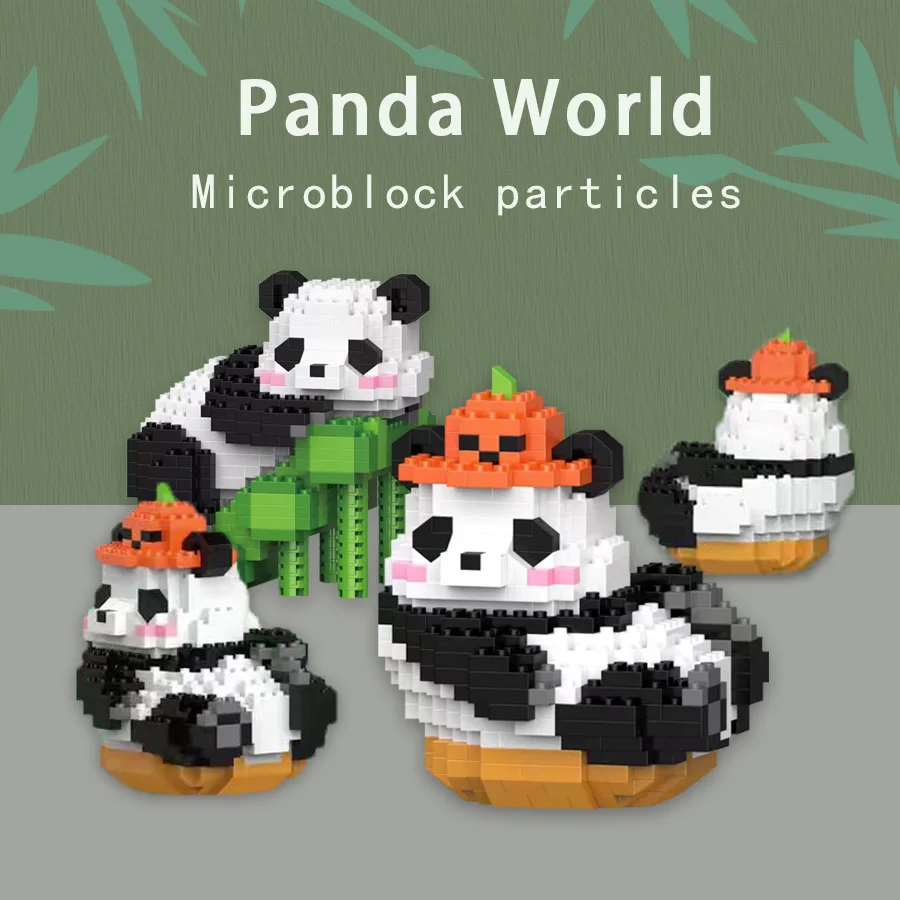 Micro particle building block toy panda cartoon model puzzle assembly children's puzzle toy