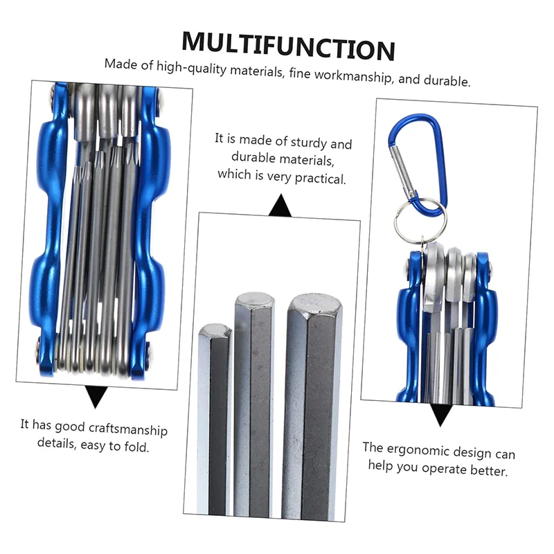 8-in-1 Folding Hexagonal Wrench CR-V Material Multi-functional Folding Wrench for Cycling/work Portable Hand Tool Set