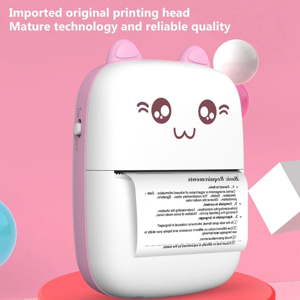 Meow Mini Máy In Nhãn Nhiệt Di Động Máy In Dán Giấy Inkless Không Dây Impresora Portátil 200Dpi Android IOS 57Mm