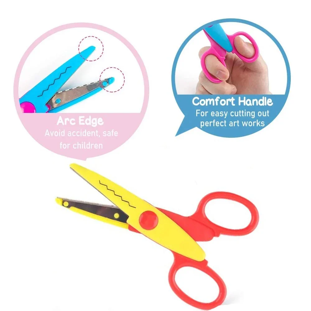 นักเรียน DIY อัลบั้มสีตกแต่งลูกไม้กรรไกรสบายมือกรรไกรตัดกระดาษกรรไกร Art กรรไกรความปลอดภัย