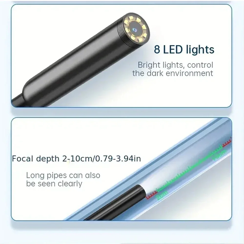 2MP 1080P 8 мм двойной объектив для iPhone ISO OTG USB эндоскопическая камера CMOS бороскоп осмотр отоскоп цифровой микроскоп