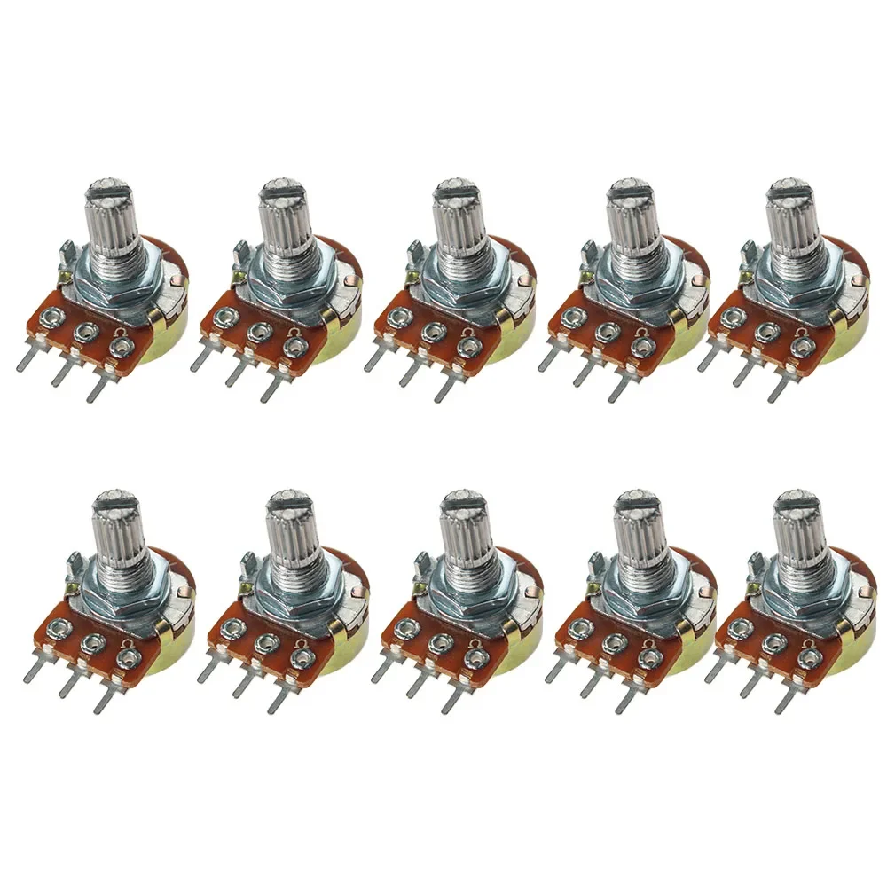 10 Uds potenciómetro de resistencia WH148 1K 2K 5K 10K 20K 50K 100K 500K 1M Ohm potenciómetros giratorios cónicos lineales resistencia 15mm 3 pines