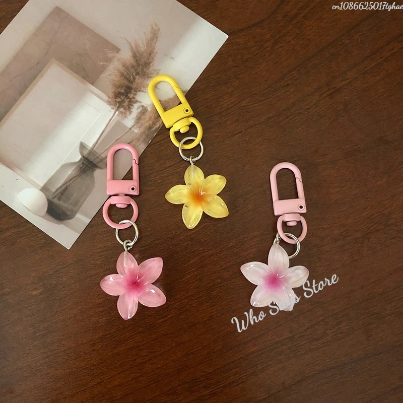 Chaveiro de flor transparente colorido pingente para mulheres meninas moda requintado chaveiro saco decoração acessórios amigo presente