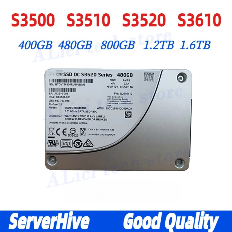 Original for Intel mlc SSD DC 2,5" SATA S3510 S3610 120G 480G 800G 1.2T 1.6T SSD para servidor Enterprise-level