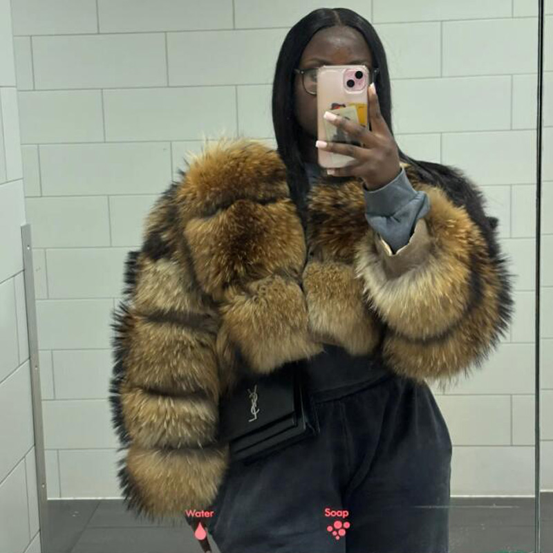 冬の天然毛皮のコート,高級プレミアムコート,本物の毛皮,新しい,2024