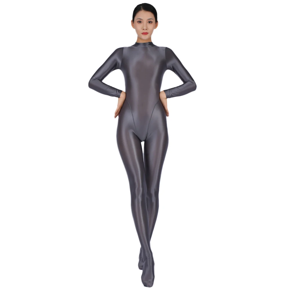 Sexy Frauen Yoga Shaper Enge Tragen Öl Glänzend Glänzend Elastische Body Sheer Durchsichtig Strampler Overalls Candy Farbe