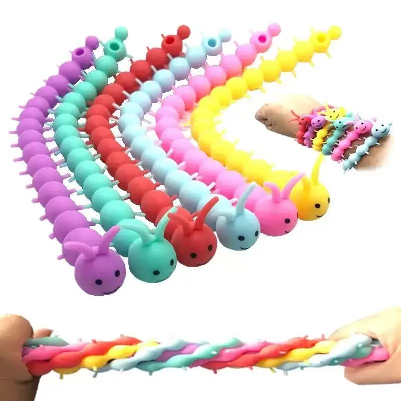 1-6PCS Grappige Eenhoorn Pull Worm Noodle Fidget Speelgoed Stretch String TPR Touw Anti Stress Speelgoed String Stress Autisme Vent Speelgoed