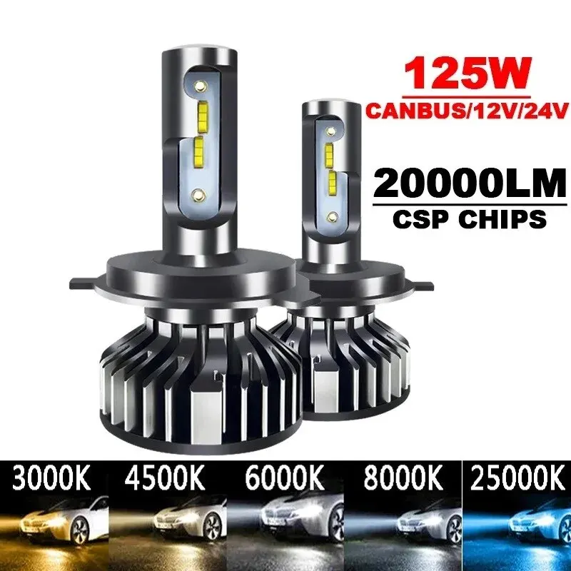 2 pçs luzes do carro h4 led canbus led h7 20000lm h11 lâmpada para lâmpadas do farol do carro h1 h3 h9 9005 9006 hb3 hb4 luz de nevoeiro 12v 24v