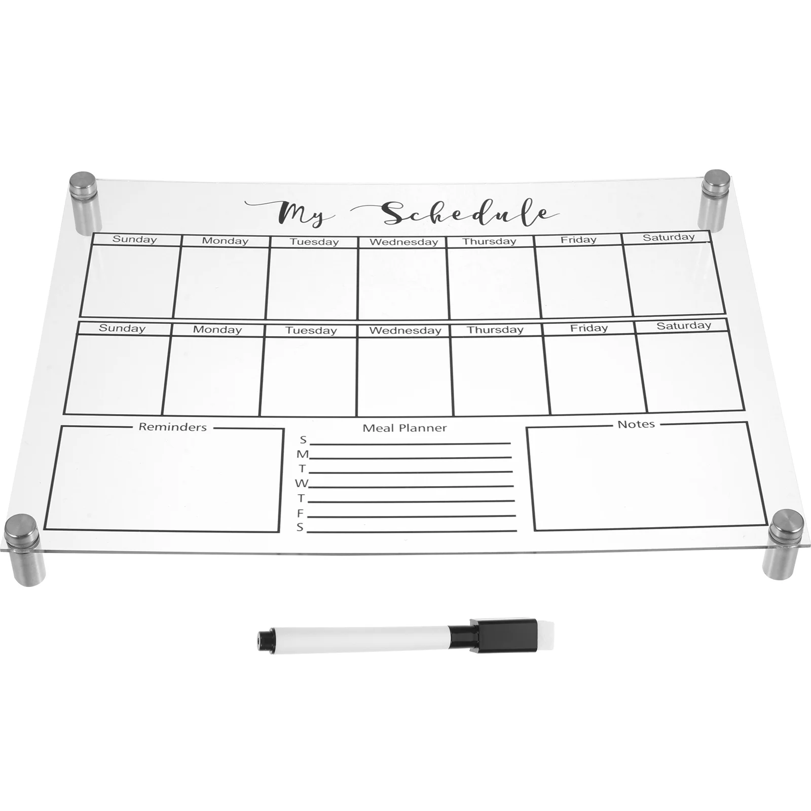 Wochen planer Brett Glas Büro Schreibtisch trocken löschen Tisch Tafel Acryl schreiben weiß