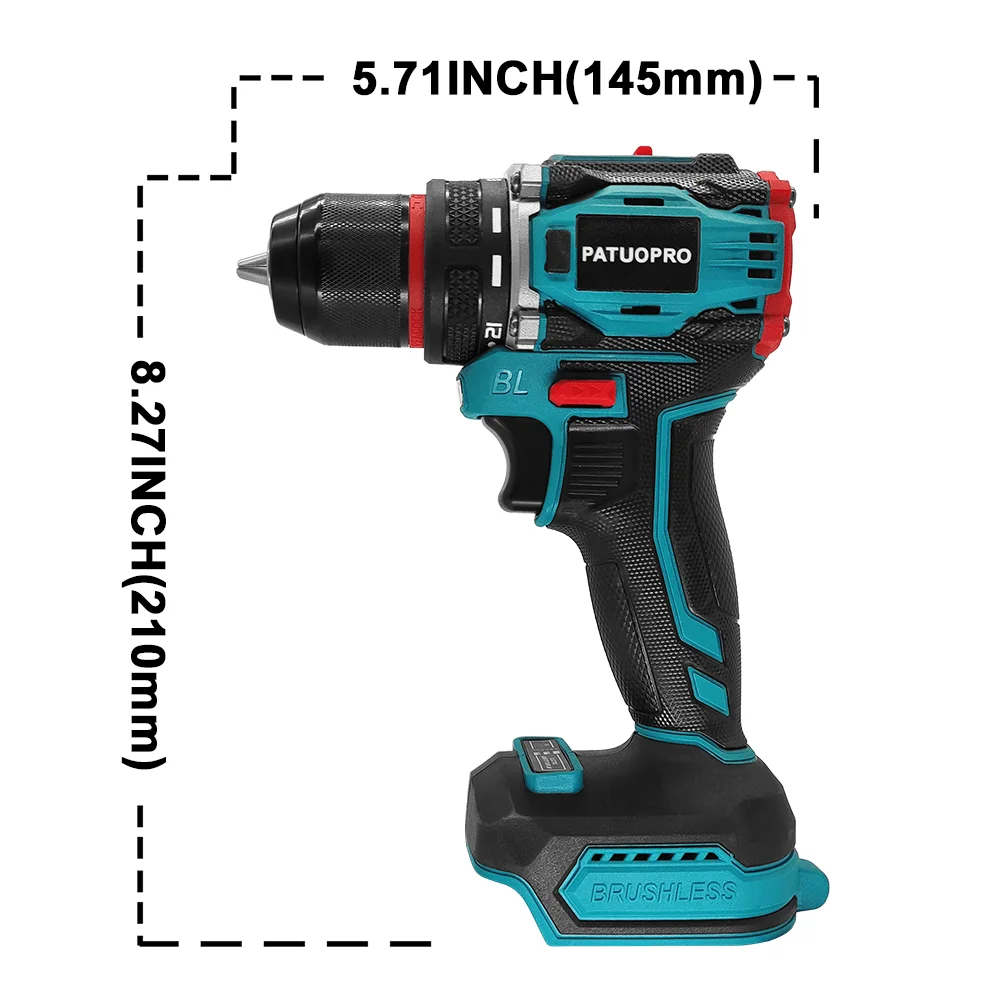 10mm Brushless 2-Speed สว่านไฟฟ้าสว่านไร้สายไขควงโลหะ Chuck เจาะเครื่องมือสําหรับ Makita 18V แบตเตอรี่ (ไม่มีแบตเตอรี่)