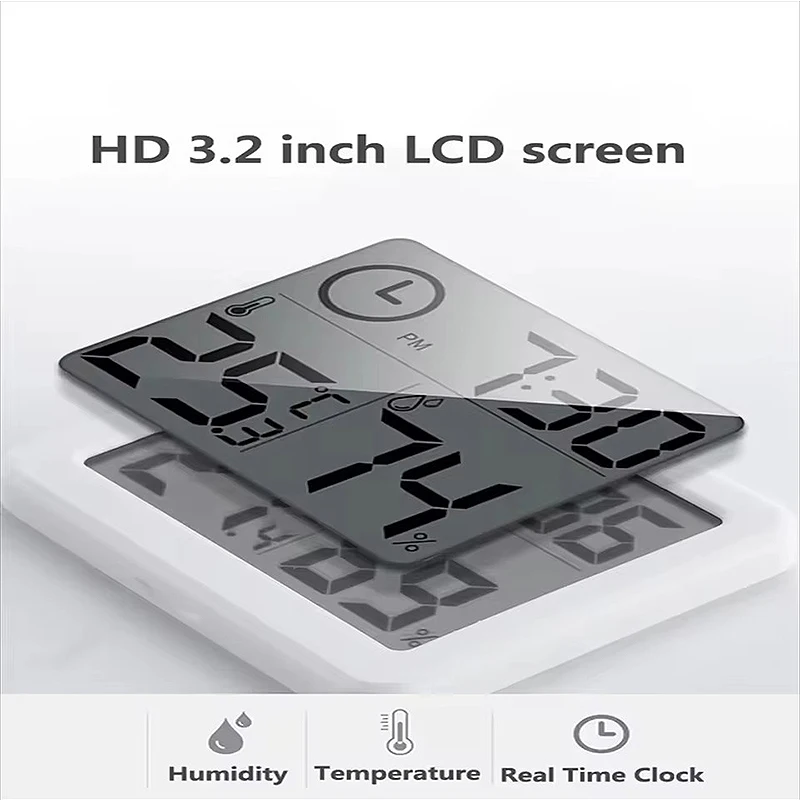 Thermohygrometer Ultra-thin Simple Smart Home Electronic Digital Thermometer Hygrometer LCD Digital Wall Clock
