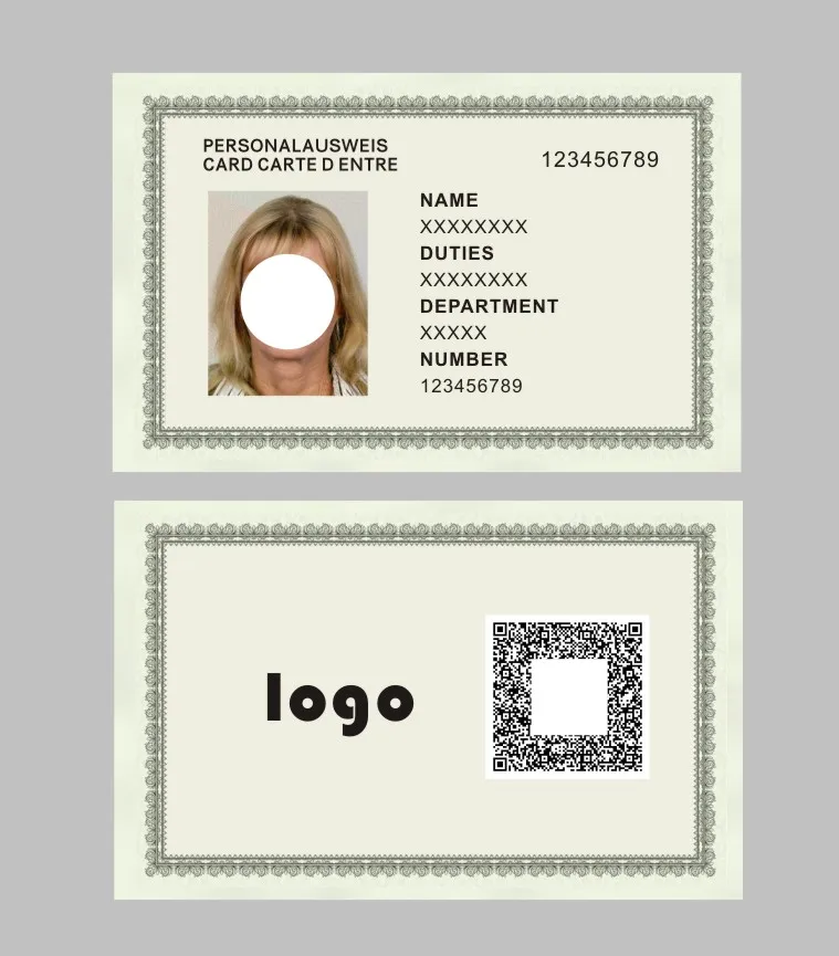 Work card, PVC card printing, customized, free design,0.76mm, waterproof, color printing, round corners
