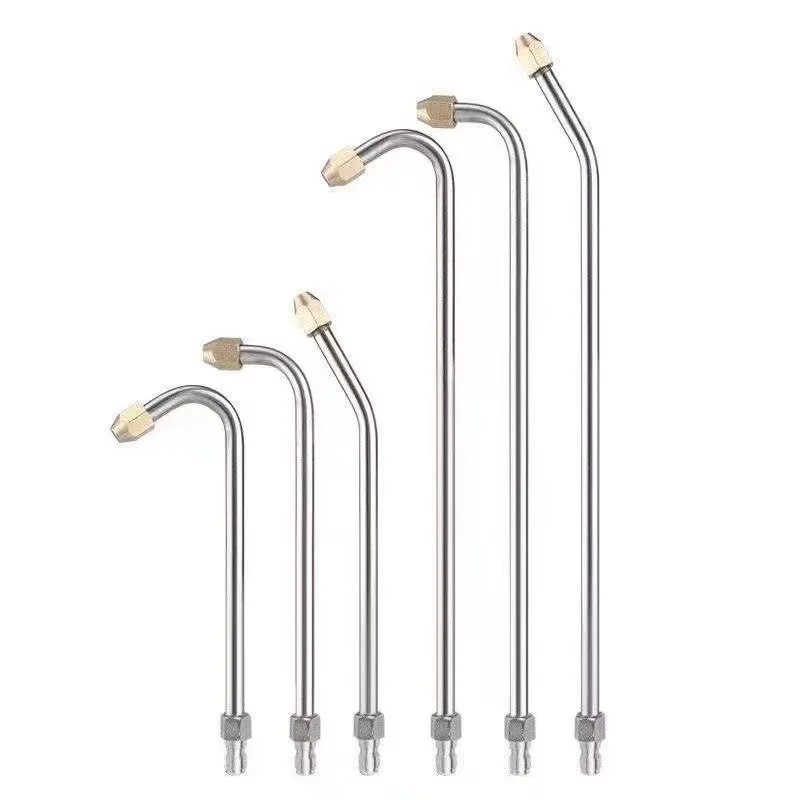 Varita de extensión de lavadora de alta presión, herramienta de limpieza de varilla de cabeza curva, 1/4 lanza de conector rápido, 25 °/90 °/U