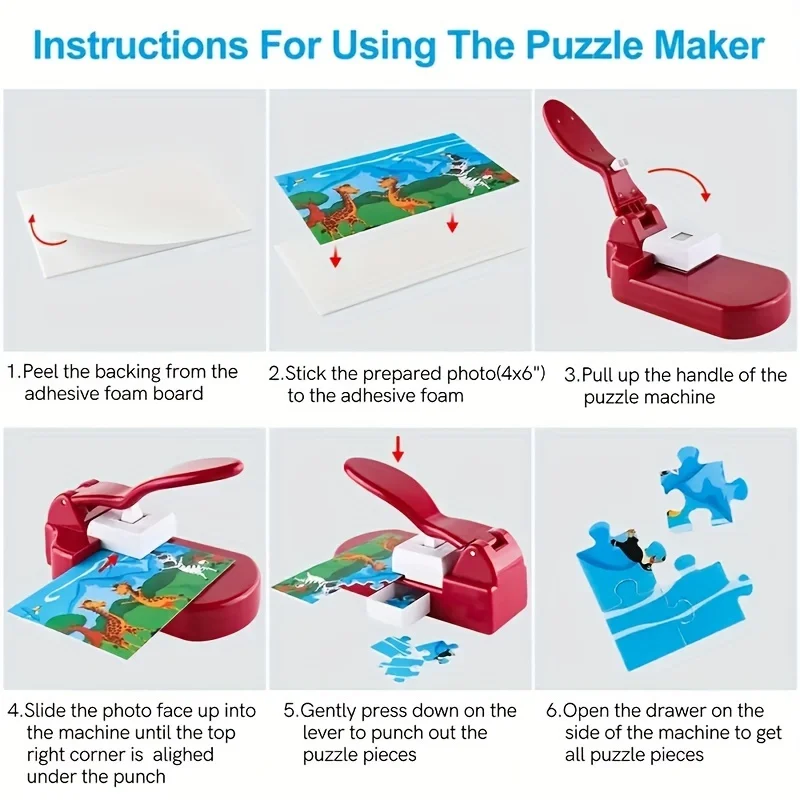 Red Puzzle Maker & 1pc Puzzle Maker with 10pcs Adhesive Foam, Crafts Making Puzzle Scrapbook--Puzzle Mini Tool