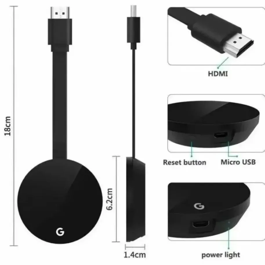 Chromecast Google inalámbrico WiFi Mirascreen Compatible con HDMI pantalla HD Dongle medios transmisión vídeo tv hogar inteligente para ios/Android