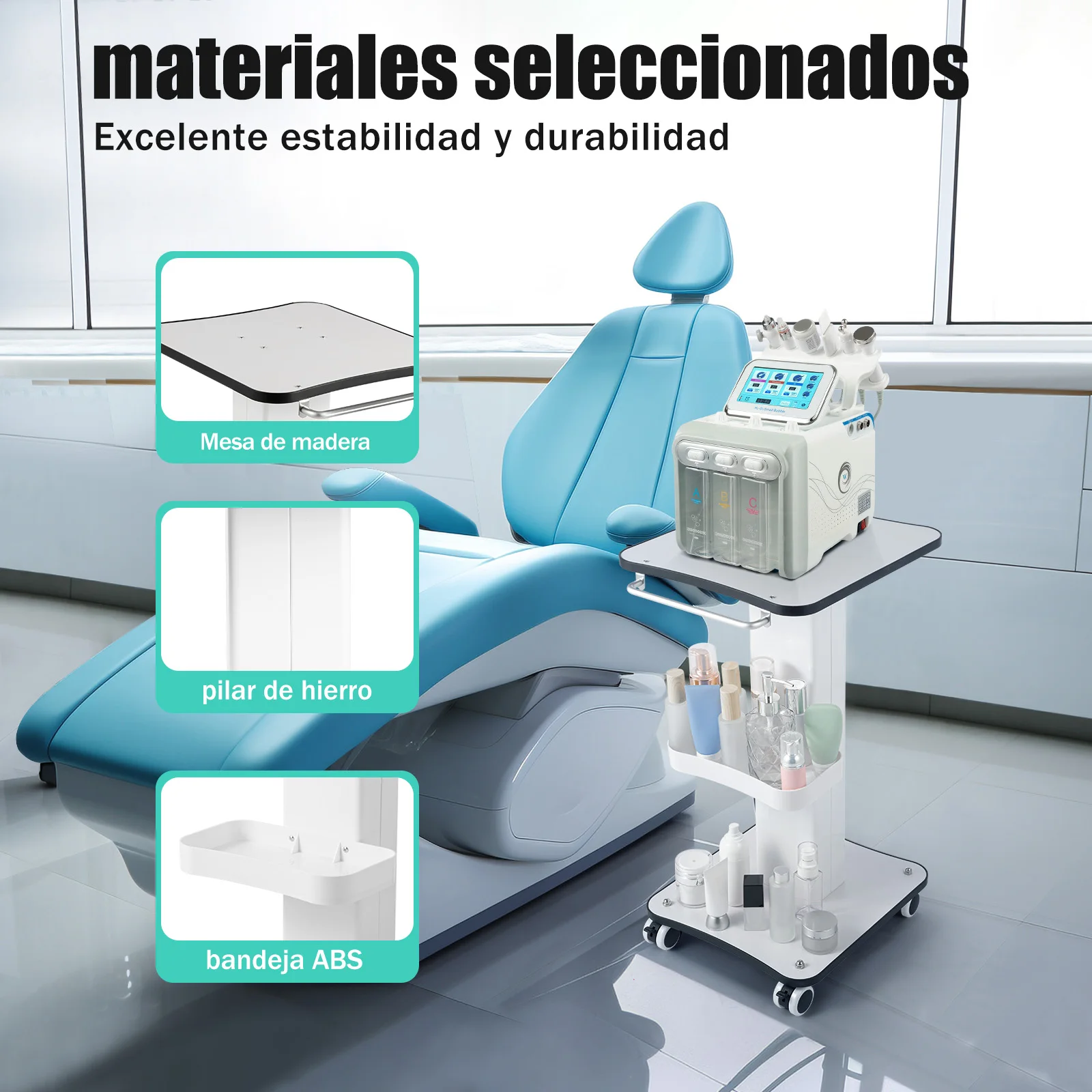 Bianco 34*38*69 cm Legno Metallo Salone di bellezza Carrello Carrello Parrucchiere Utensili Barbiere medico Negozi Ospedali Cliniche Spas Labs