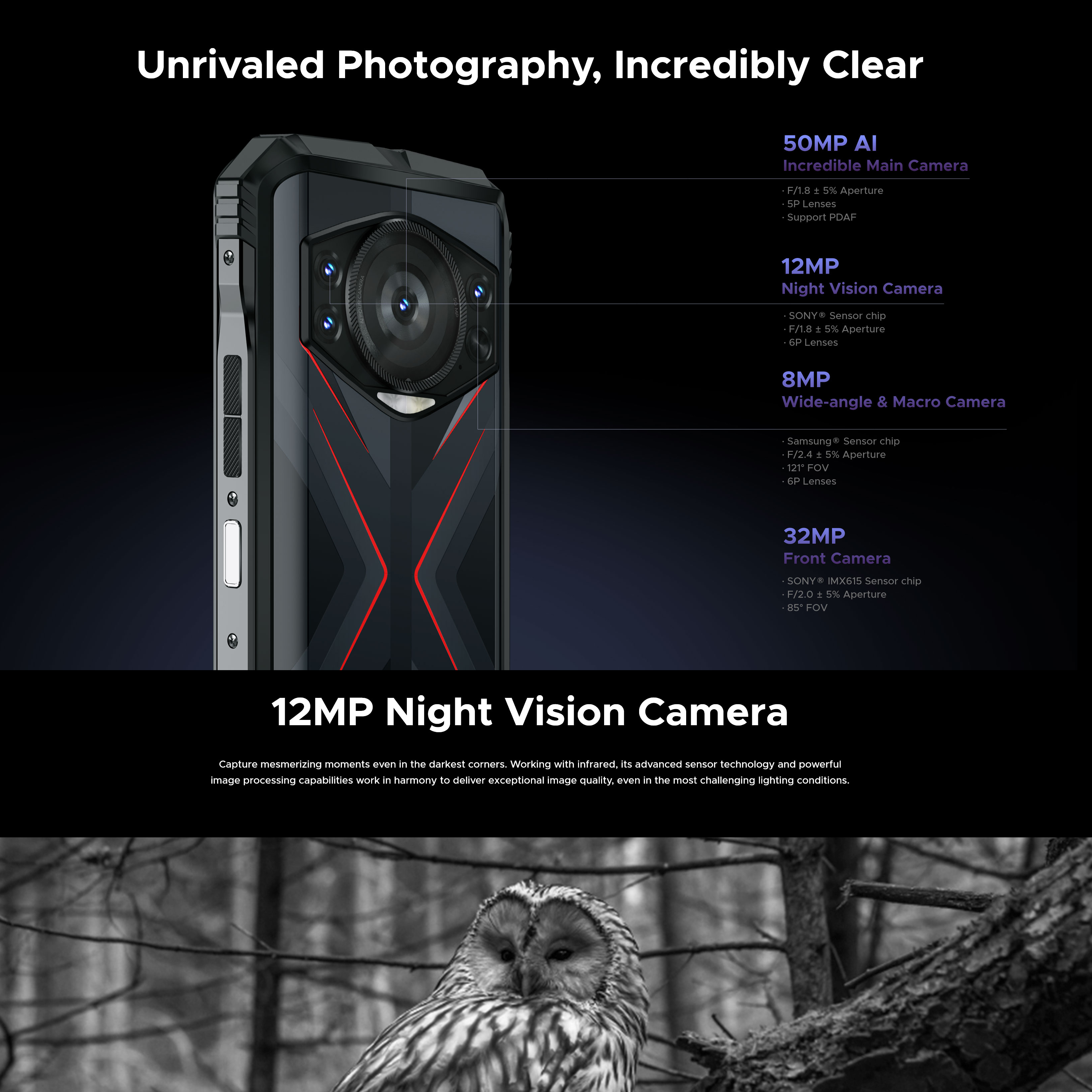 DOOGEE S118 Smartphone Robuste 20Go + 512Go 6.58" 10800mAh 33W Charge Rapide 50MP IP68 Téléphone Double SIM 4G NFC GPS