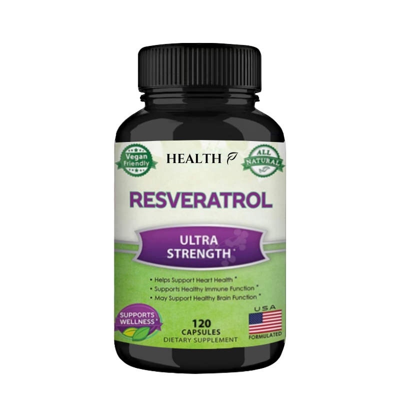 Resveratrol vendedor caliente 1000 mg, 120 cápsulas - Vegano, sin gluten, sin OGM