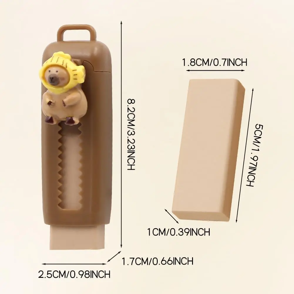 1/4pcs Capybara Erasers Set Cartoon Design 4B Eraser Retractable for Drawing Exams Kids Students Back to School Stationery A3013