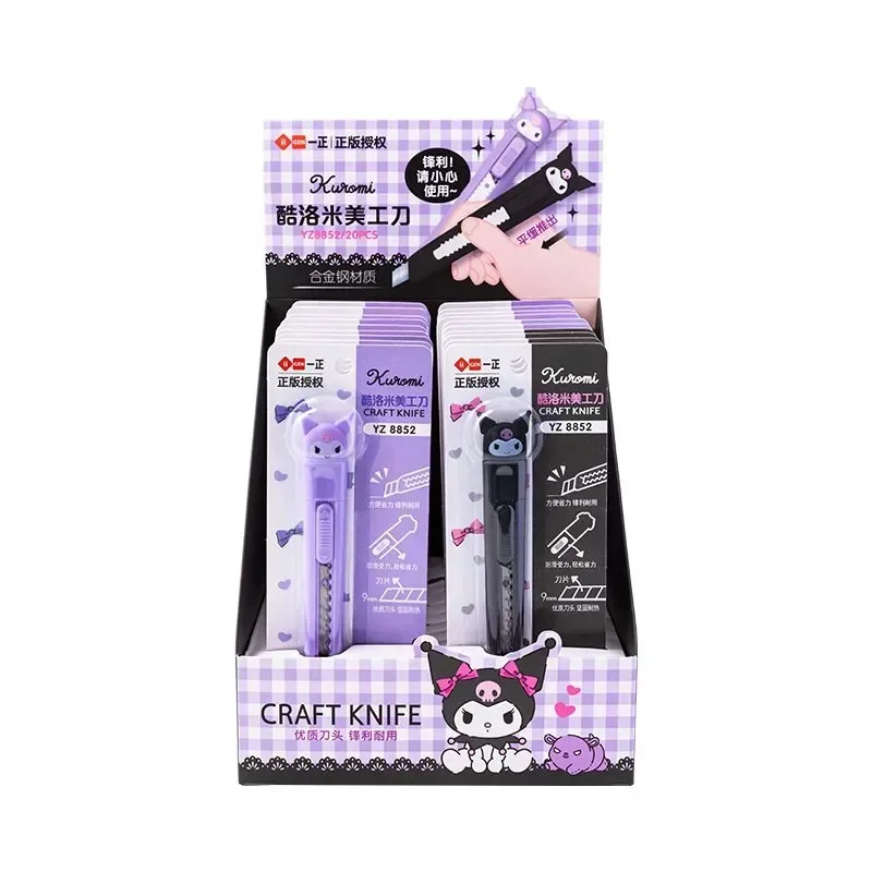 Iigen-かわいいサンリオ漫画アートカッター、クロミボックスカッター、包装文房具、学校事務用品、スナップオフカッター、2個