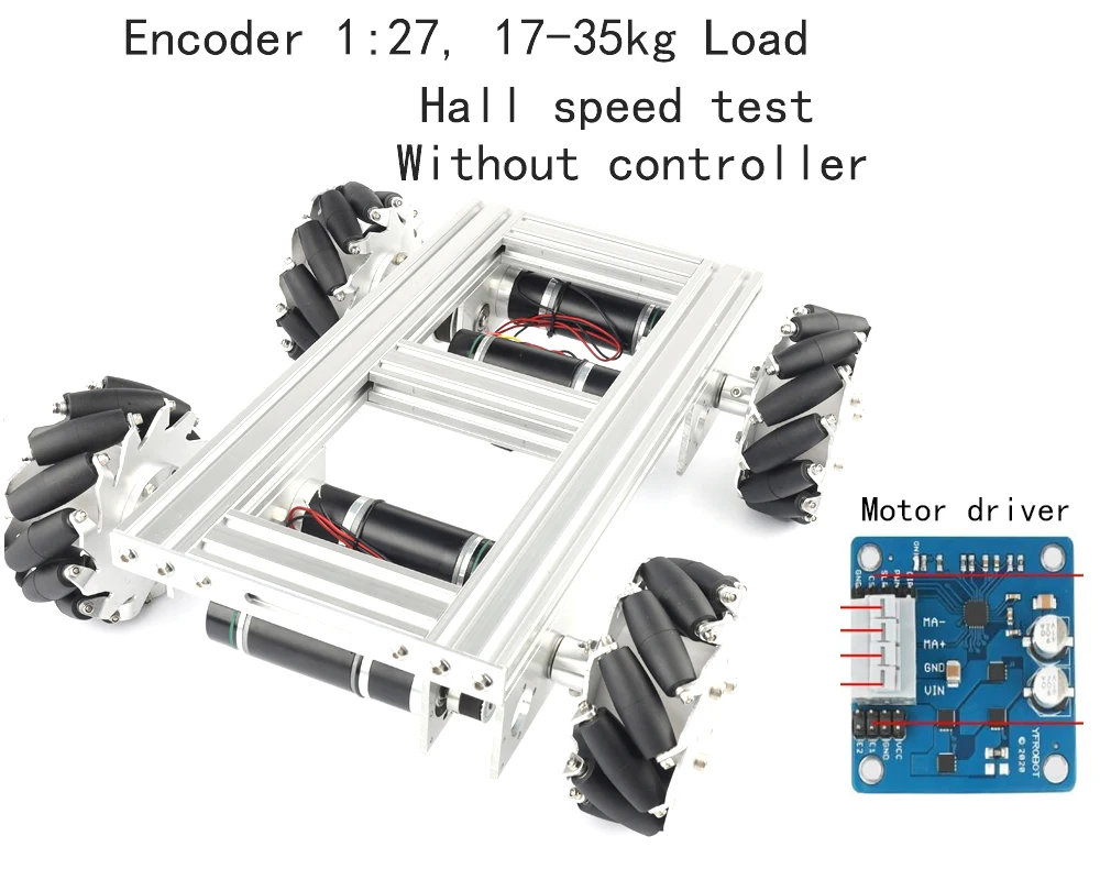 35 kg robuster 4WD-Mecanum-Radwagen, omnidirektionaler mobiler Roboter mit Motor, Metallgehäuse für Forschung, programmierbarer Roboter