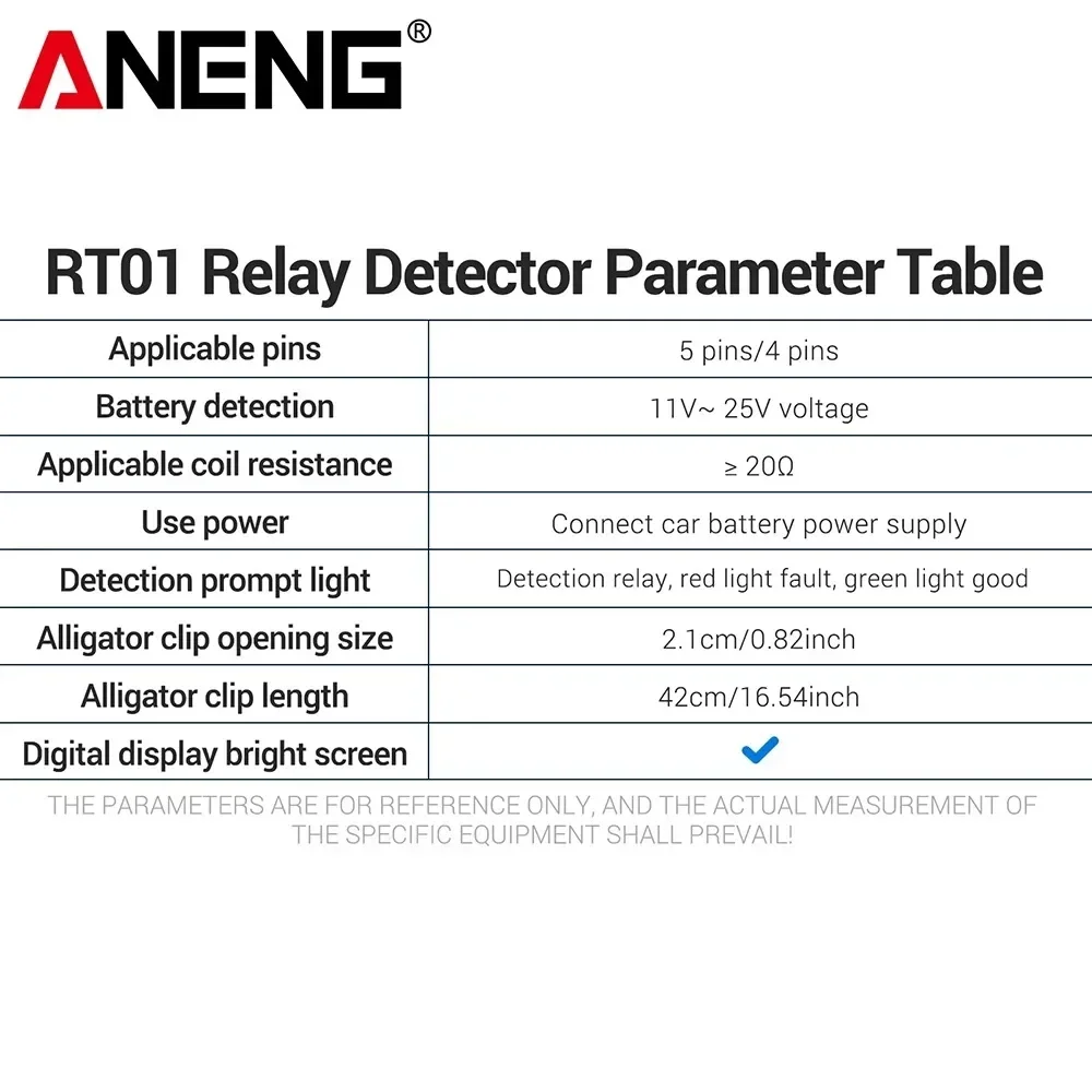 ANENG RT01 probador de relé de coche Universal probador de voltaje 11-25V batería ar indicador LED automotriz relé de luz comprobador de diagnóstico