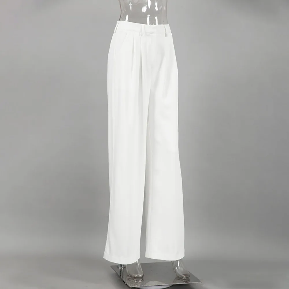 Light Luxury White Women Wide Leg Pants Spring and Autumn Temperament Versatile Commuting Leisure High Waist Straight Leg Pants