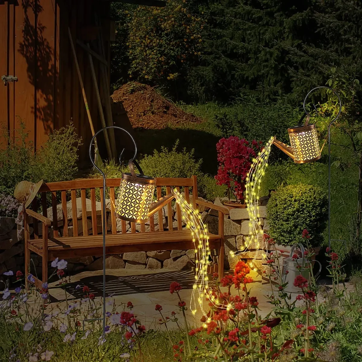 Solar Watering Can with Lights, Luzes solares ao ar livre do jardim, Lanterna suspensa impermeável, Yard Patio Decor, 1pc