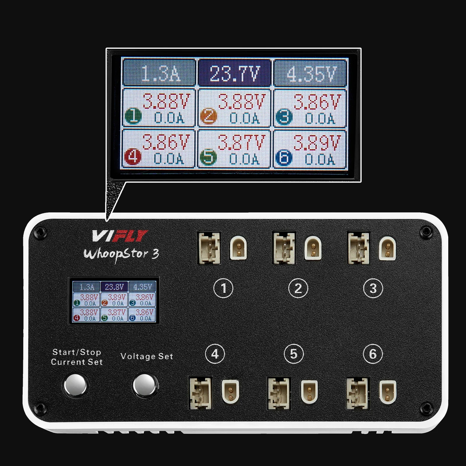 Vifly-バッテリー充電器,3 v,6ポート,1s,LiPoバッテリー充電器,fpv, tinywhoop, 4.2v, 4.35v, bt2.0, ph2.0,新規