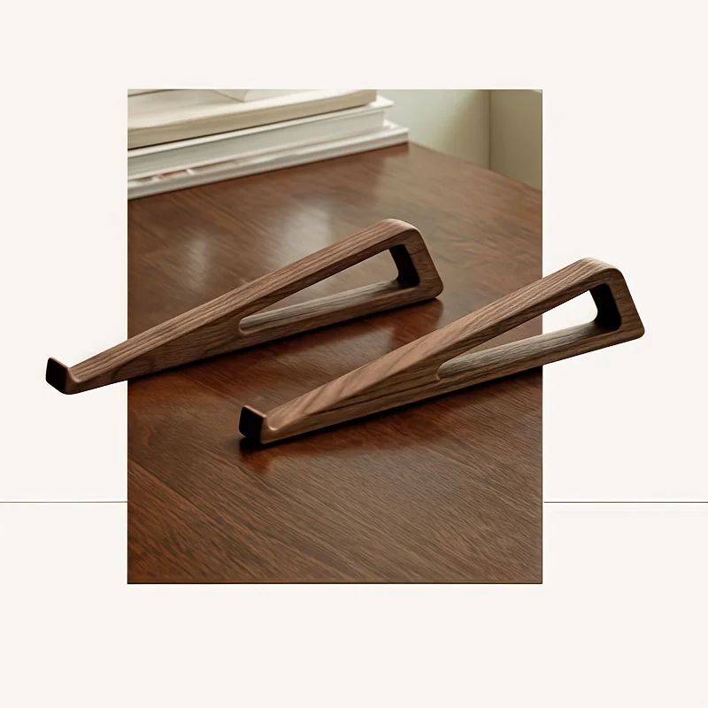 Supporto portatile pieghevole in legno per laptop, ergonomico 12 °   Angolo regolabile, design triangolare con ventilazione di raffreddamento, accessorio per ufficio
