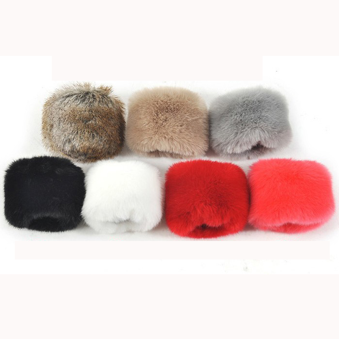 New Winter Wrist Slap On Cuffs Arm Warmer Plush Warm Women Faux Fox Fur Elastic Wrist Cover Sleeve Coat Decor Solid Luxurious