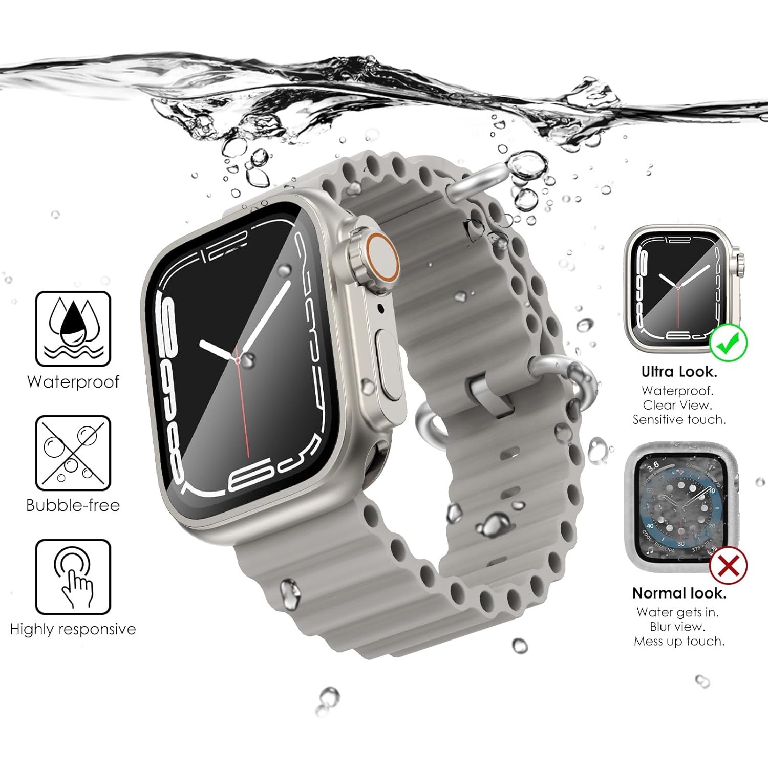 Screen Protector Cover for Apple Watch 44mm 45mm 40mm 41mm Hard PC Bumper Case for iwatch Series 9 8 7 6 5 4 SE Change To Ultra