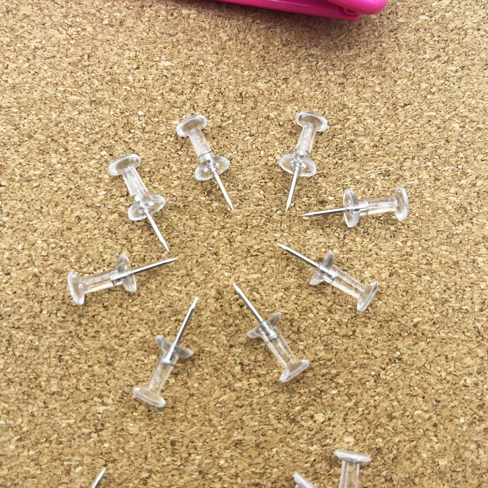 20/50/100pcs  Push Pins Transparent Thumb Tacks With Plastic Box Home Office School Craft Projects Cork Board Photo Wall Bulleti