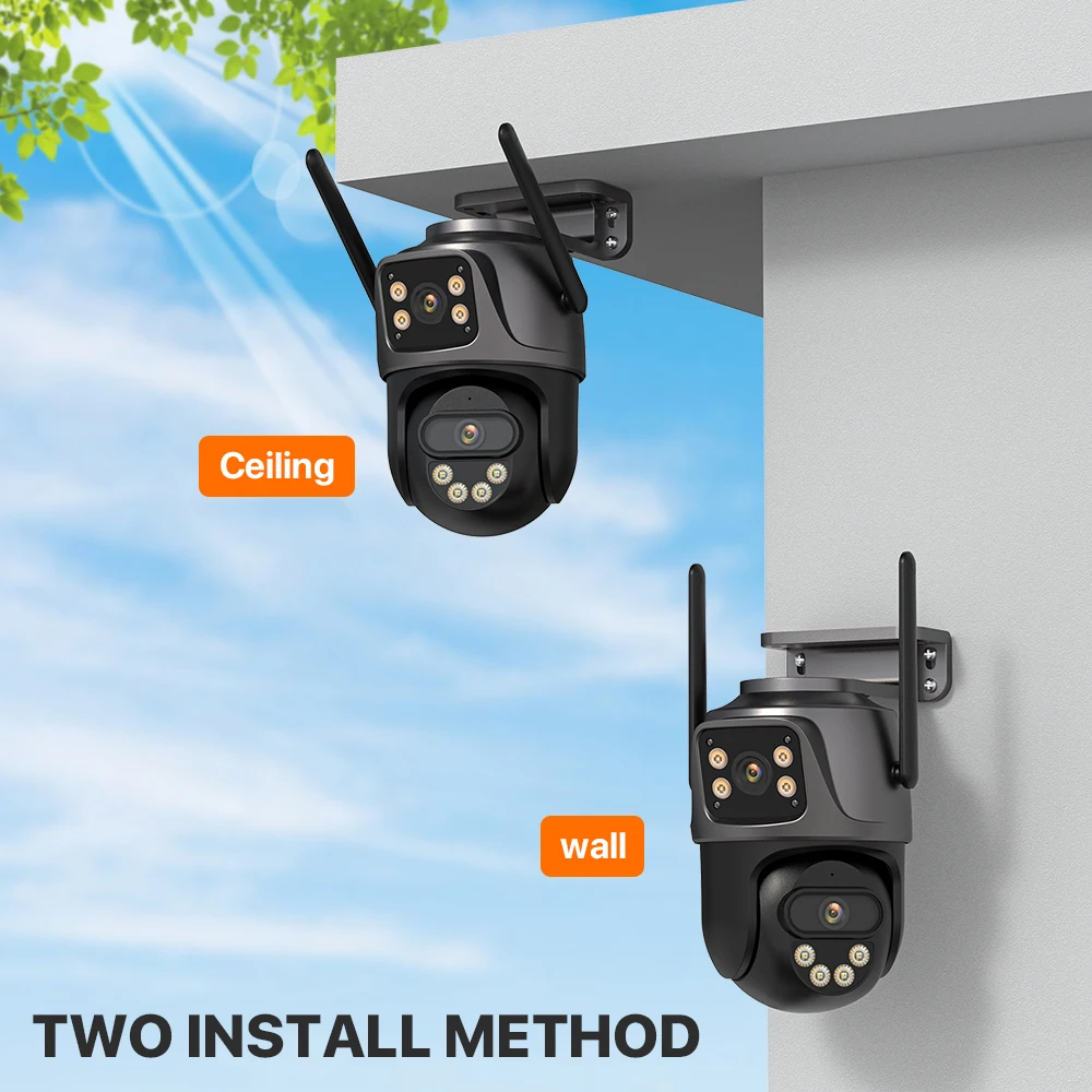 Kamera IP 5K 10MP PTZ WIFI z podwójnym obiektywem i podwójnym ekranem, zewnętrzna kamera IP 8MP HD z automatycznym śledzeniem, ochrona bezpieczeństwa, monitoring CCTV iCSee