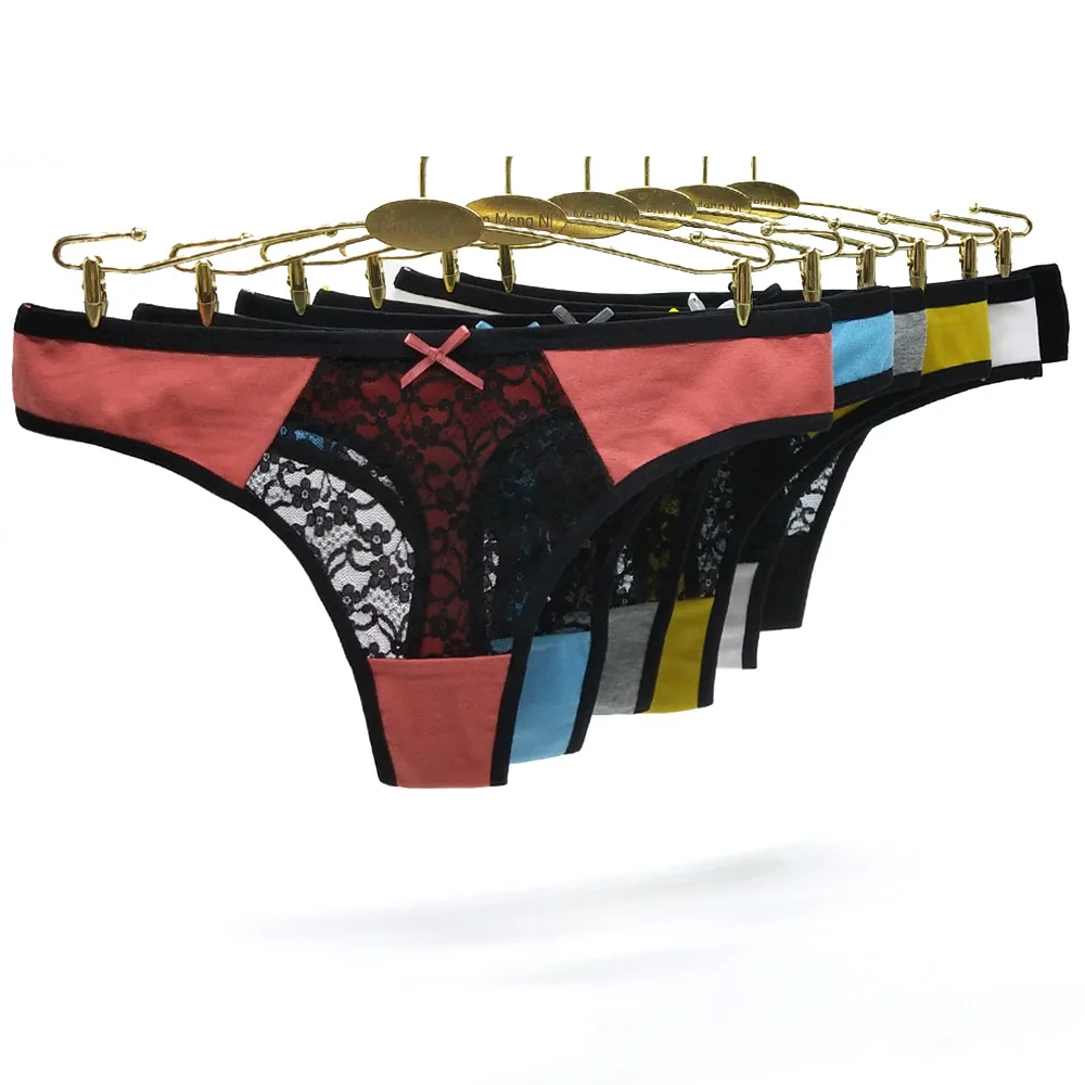 Celana dalam renda seksi wanita, dalaman Thong rongga pinggang rendah bernafas, G String menggoda ukuran besar