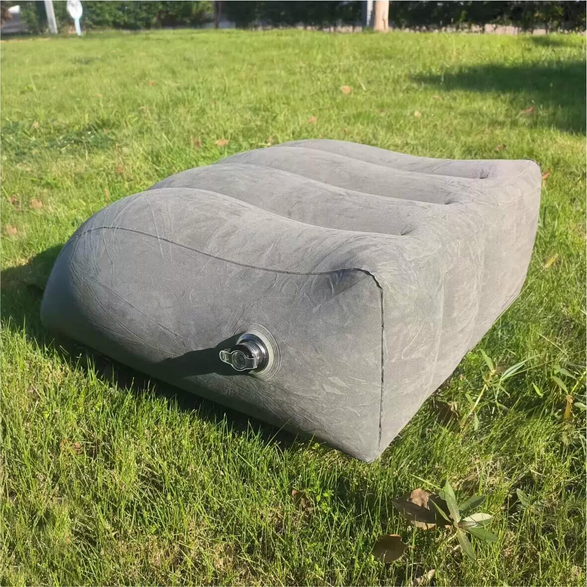 PVC Inflatable Beach Mat Outdoor Beach Triangle Cushion Foldable Portable Moisture Proof With Pillow Flocked Single Cushion