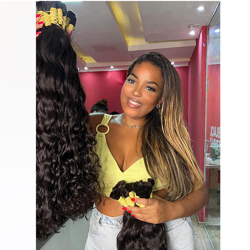 100% ผมมนุษย์ BULK Braiding ผม Cabelo Humano ไม่มี Weft ผมที่ยังไม่ได้ผมมนุษย์ Boho Braids CURLY Body WAVE มนุษย์ผมจํานวนมาก
